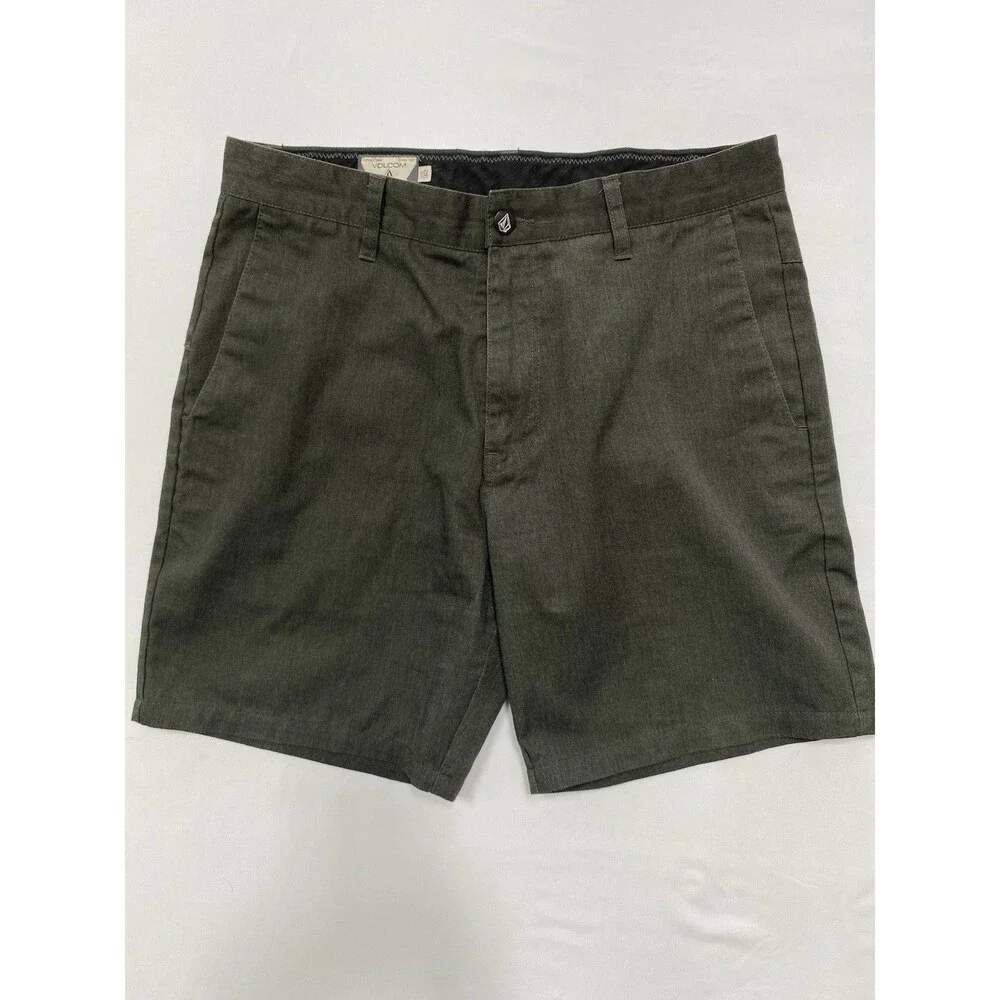 Volcom Size 32 Chino  Shorts Heather Charcoal Grey Cotton Blend Skate 8.5 Inseam